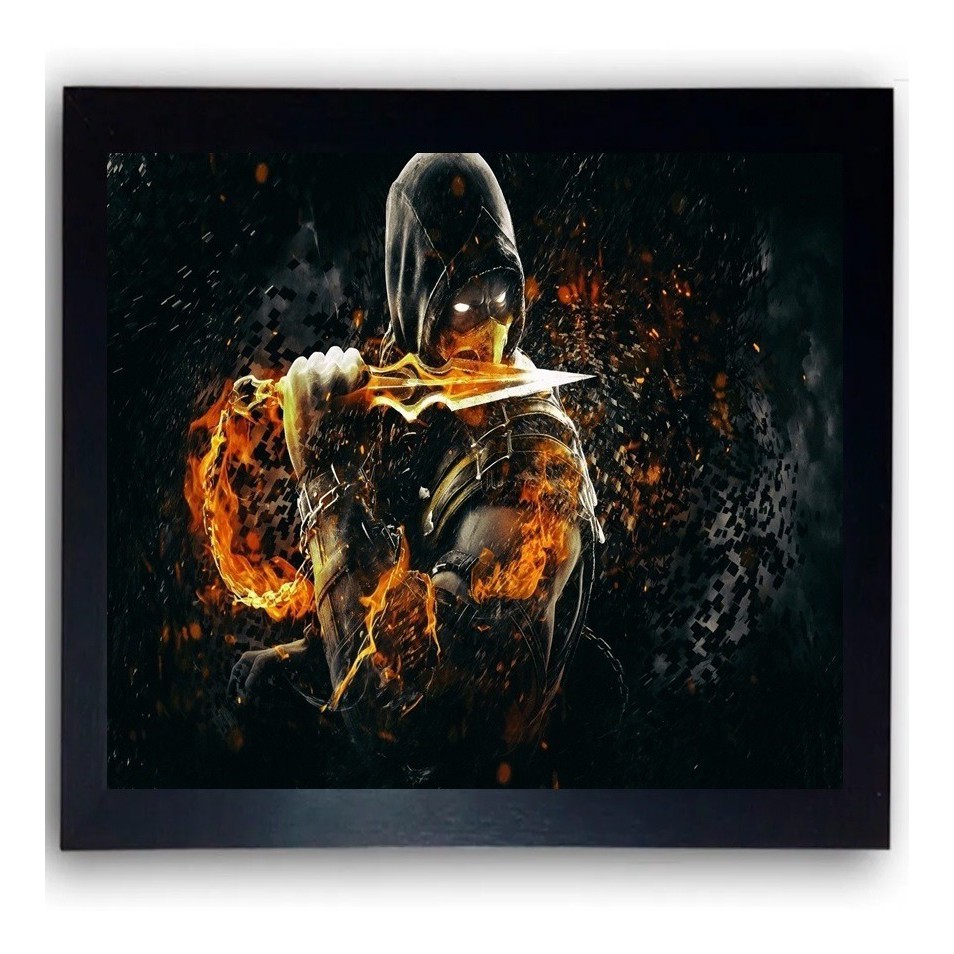 Quadro Game Mortal Kombat Scorpion Moldura Cod.09