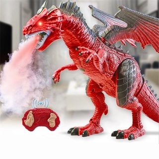 Dragão Dinossauro Controle Remoto Anda E Solta Fumaça Com Som E Luz
