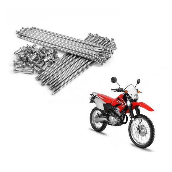 Jogo De Raio Traseiro e Dianteiro Honda Xr 250 Tornado - Freio a Disco - Cromado 3.6mm / 4mm