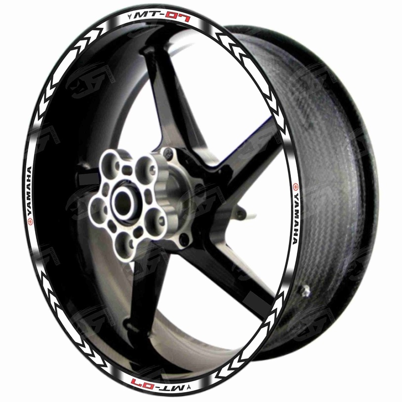 Adesivo Friso Refletivo Roda Moto Yamaha MT-07 MT07 MT 07 M01 branco
