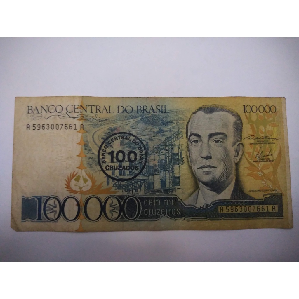 Nota Antiga de 100 mil cruzeiros com carimbo de 100 cruzados | Shopee ...