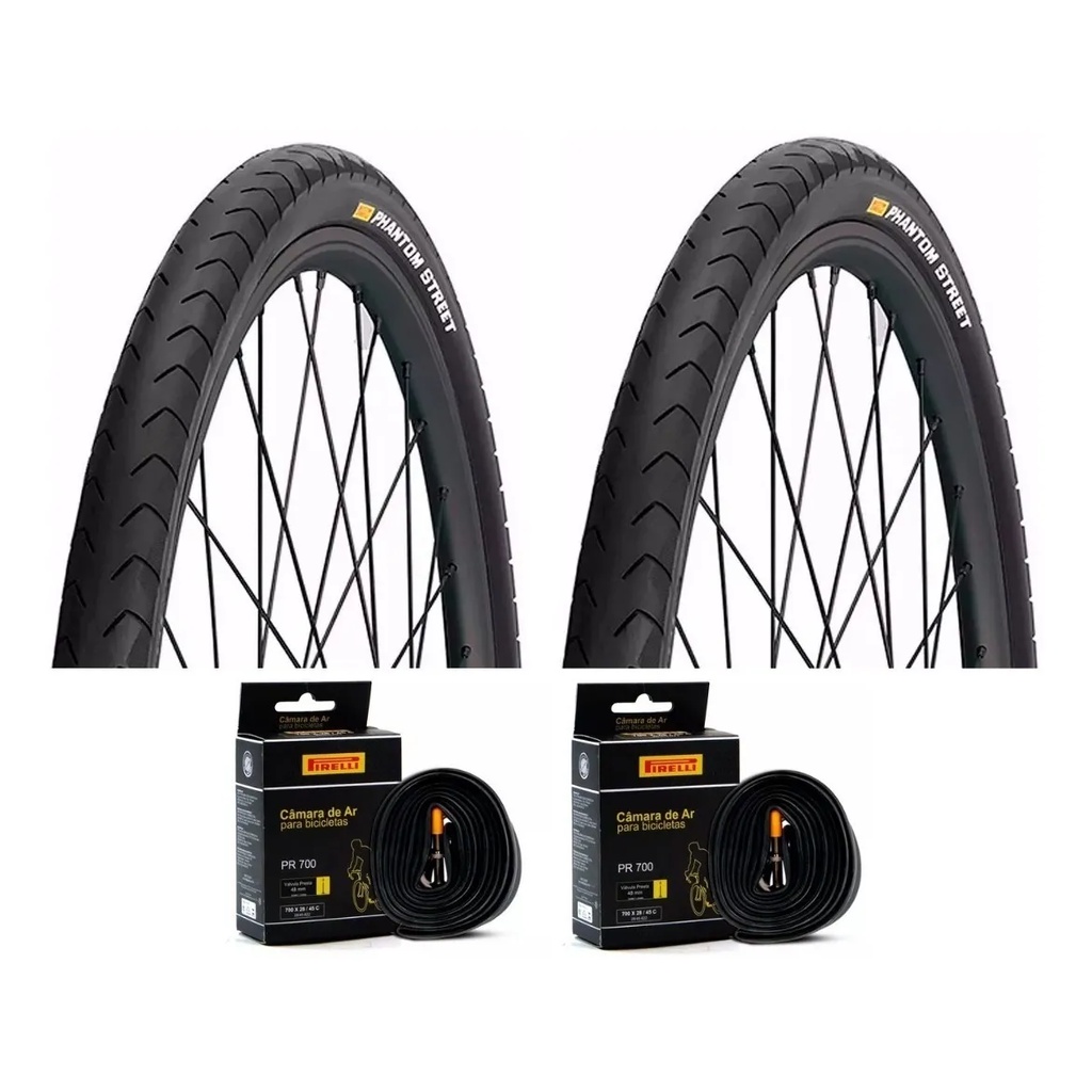 Par Pneu Bike Pirelli Phantom Street 700x38 Serve Aro 29 + 2 Camaras