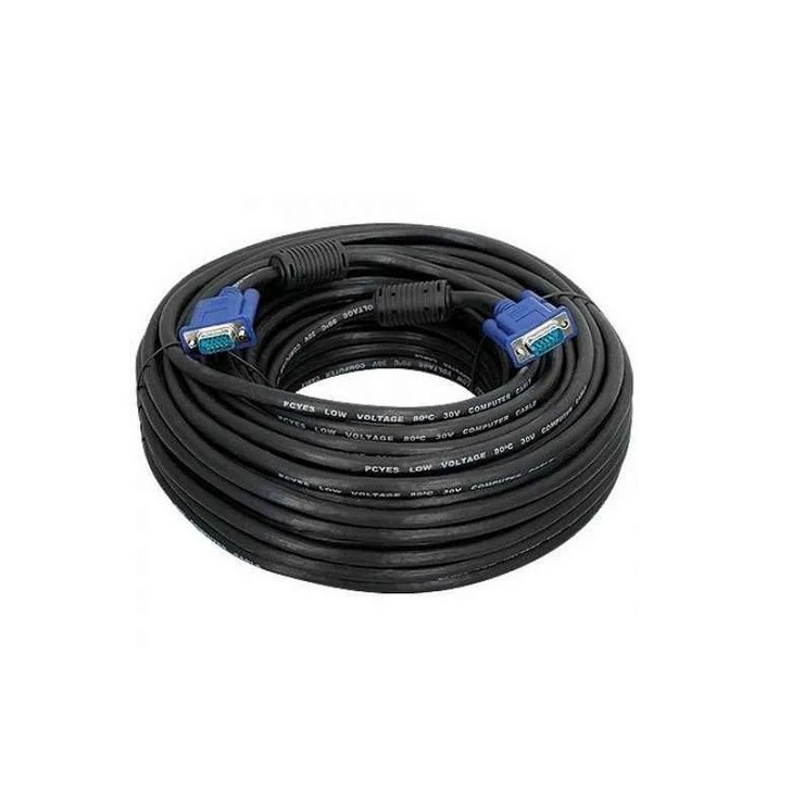 Cabo para Monitor VGA / SVGA / RGB com Filtro de Ferrite blindado injetado nas duas pontas. Terminação: HD15 macho x HD15 macho (DB15). Comprimento: 25 metros.