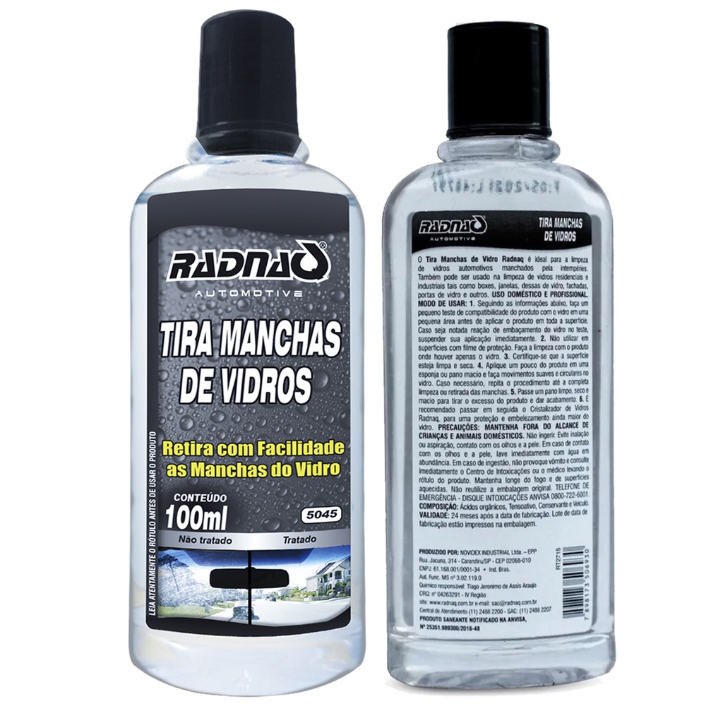 Tira Mancha de Vidro Limpa Chuva Ácida - Radnaq 100mL