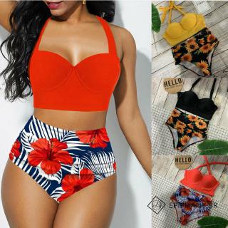 Conjunto De Biquíni Feminino Com Bojo/Cintura Alta/Plus Size/P Ao 2xg