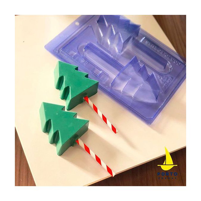 Forma Porto Com Silicone (3 partes) Para Chocolate natal PIRULITO PINHEIRINHO-CÓD P86 (Porto formas) - Home & Living