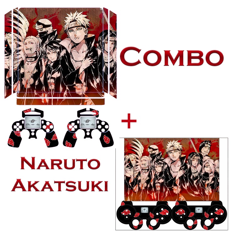 Skin Adesiva PS4 Slim e PS2 Slim - Combo Naruto Akatsuki