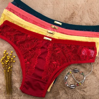 Kit 5 Calcinhas Confortáveis Sexy em Microfibra e Renda Luana