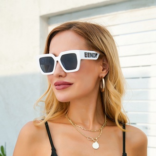 Óculos De Sol Quadrados De Luxo Com Letras Vintage Big Frame Retro Eyewear UV400