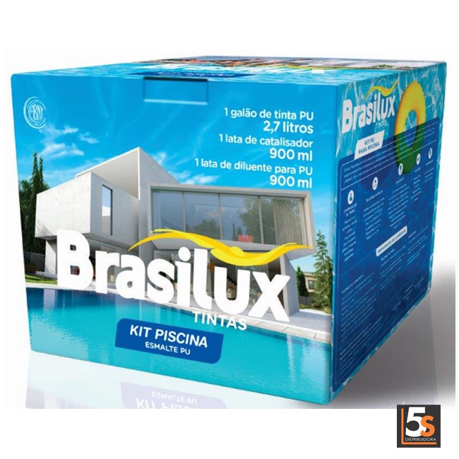 Tinta Para Piscina Azul Esmalte Pu Pinta Fibra Brasilux Kit