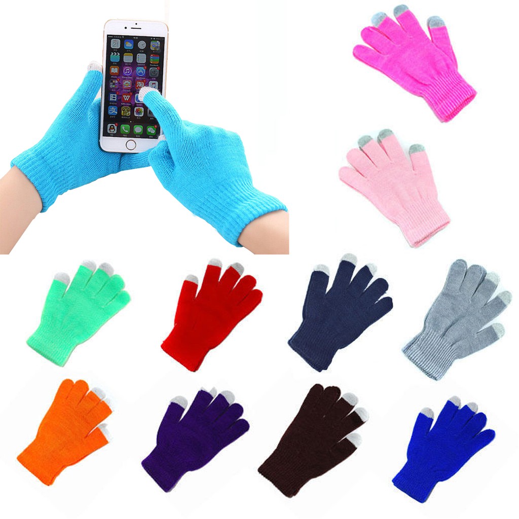 Luvas De Malha Suave Inverno Quente Smart Phone touch Screen Luvas De Dedos Completos Luvas De Toque Para Mulheres Meninas Luvas De nitrile