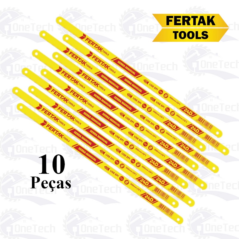 Lâmina de Arco de Serra 10 Peças 24 Dentes - 30cm (12 pol.) Fertak