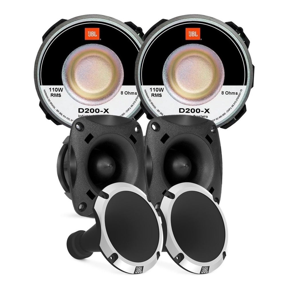 Kit 2 Drivers JBL D200X 110W + 2 Super Tweeter ST200 100W + 2 Cornetas JBL HL11-25 Trio em Oferta na Shopee
