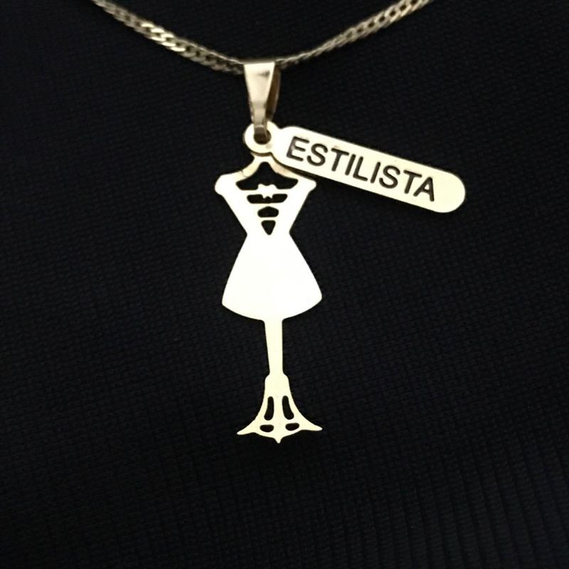 Colar de Profissão pingente Estilista folheado