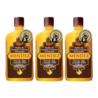 Kit Molhos de Pimenta Mendez Cremoso Defumado Chipotle, kit com 3 Unidades de 450ml