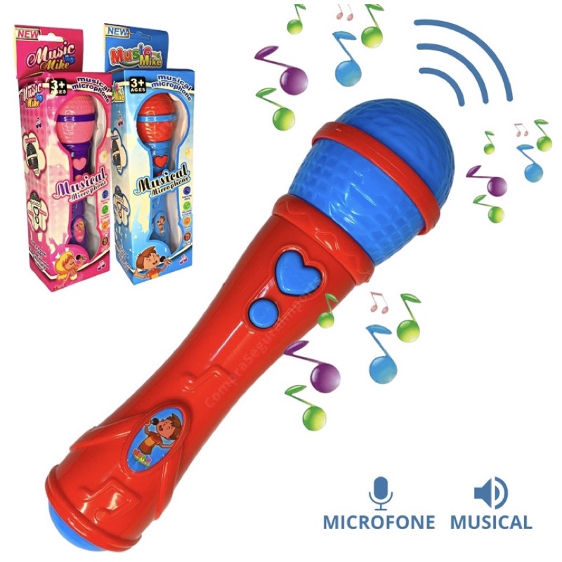 Microfone Infantil Sai a Voz e Musical Brinquedo Musicl