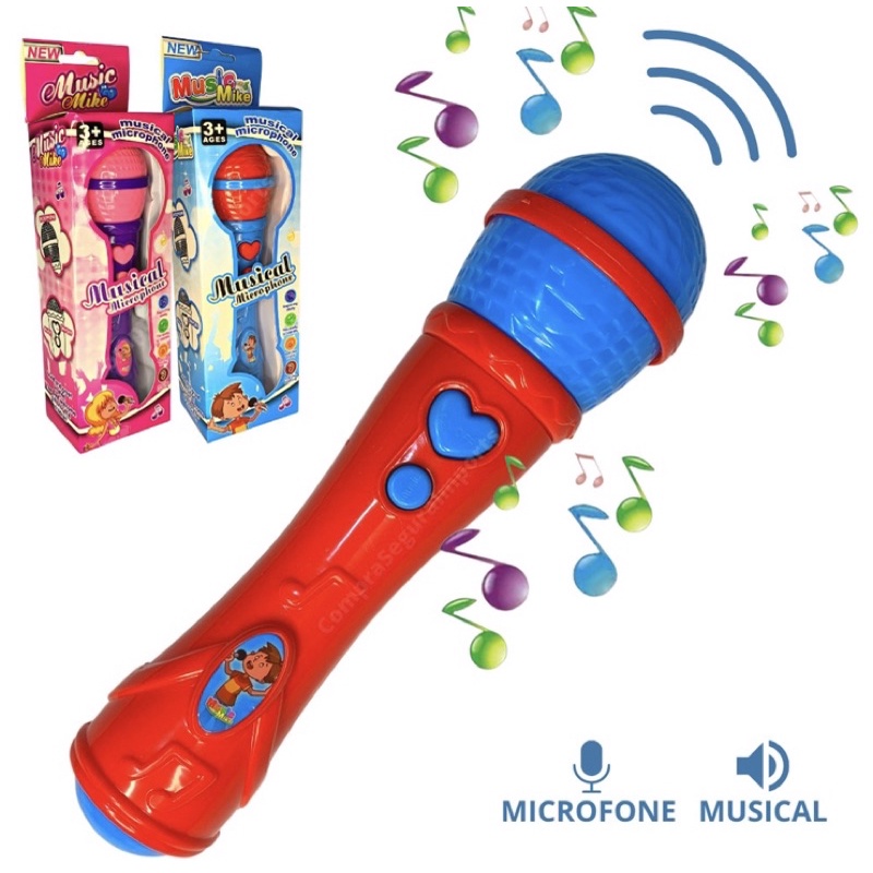 Microfone Infantil Sai a Voz e Musical Brinquedo Musicl