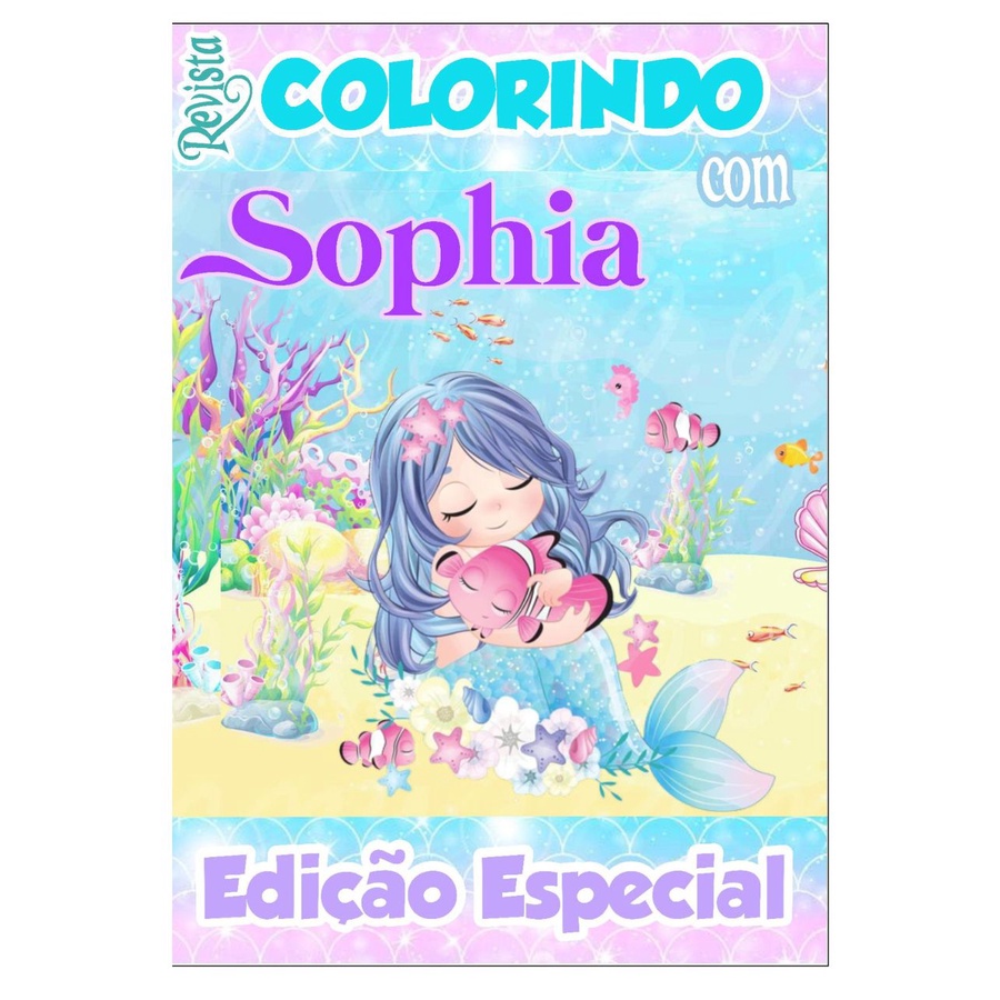 Livro De Colorir Personalizado / Revistinha de Colorir - Tema: Sereia