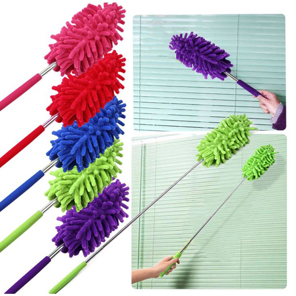 Espanador Chenille Microfibra Retrátil Articulado Para Limpeza Domestica Automotiva Telescópico