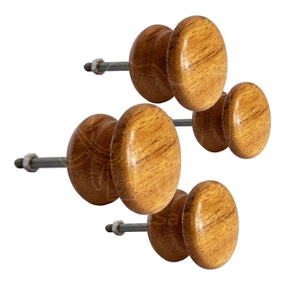 Puxador Madeira Redondo Oval De Gaveta E Porta Kit 4 Unidade