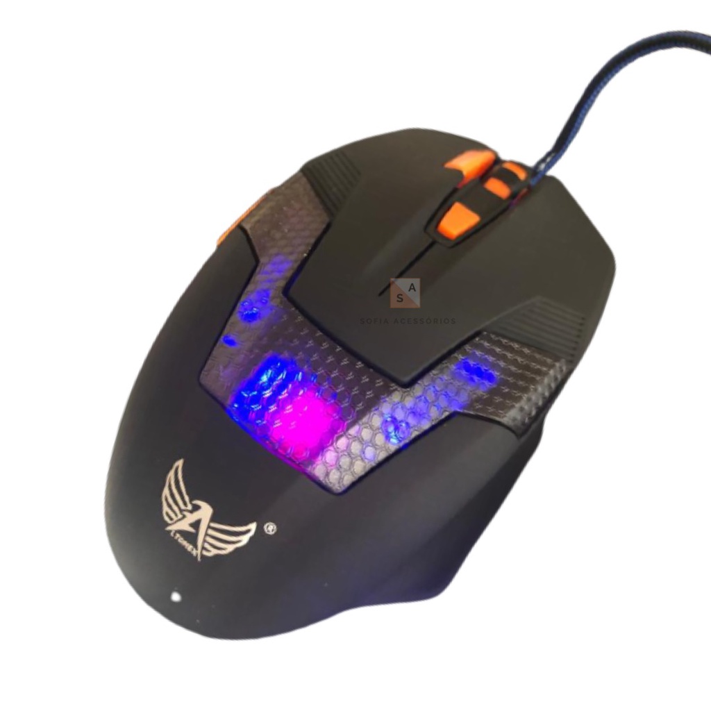 Mouse Ótico Altomex Gamer AG703 DPI 3200 Com LED USB para Games e Trabalho