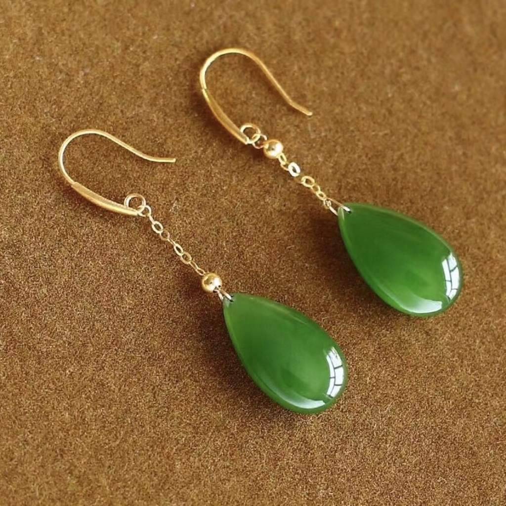 silver and jade earrings