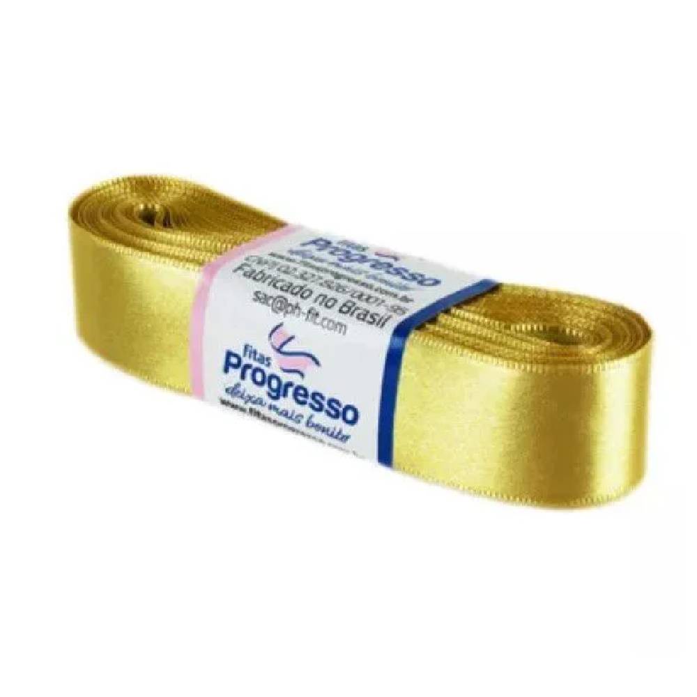 Fita de Cetim Progresso 22mm nº5 - 10m Cor 228 Ouro - 1un - Stationery
