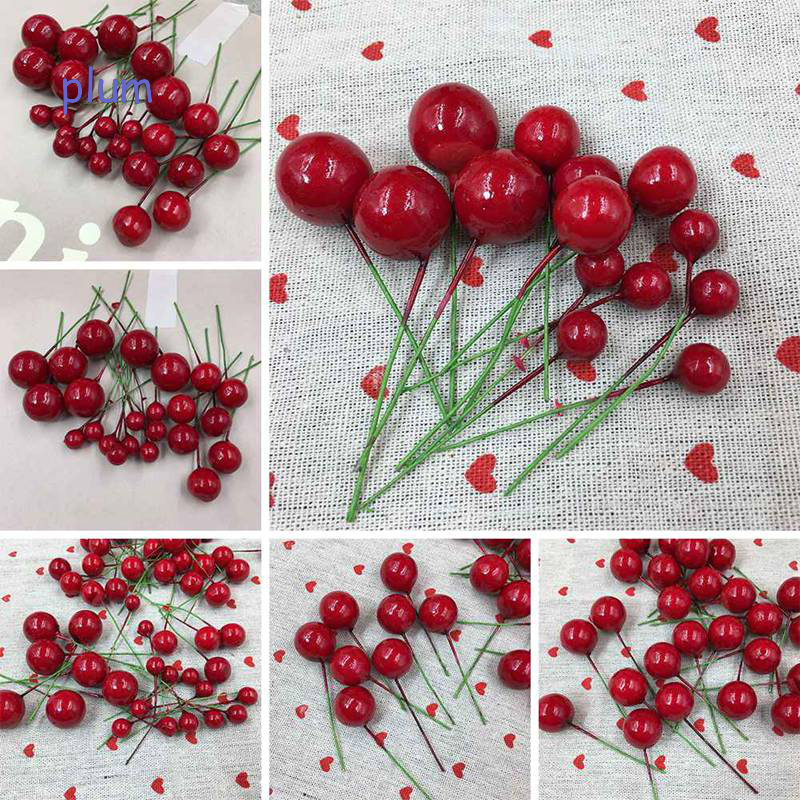 100pçs Flor Artificial De Frutas Vermelhas Para Decoração De Árvore De Natal  | Shopee Brasil