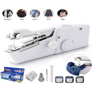 Mini portátil handheld máquinas de costura costurar costura roupas tecidos ponto elétrico a Pilha em Oferta na Shopee