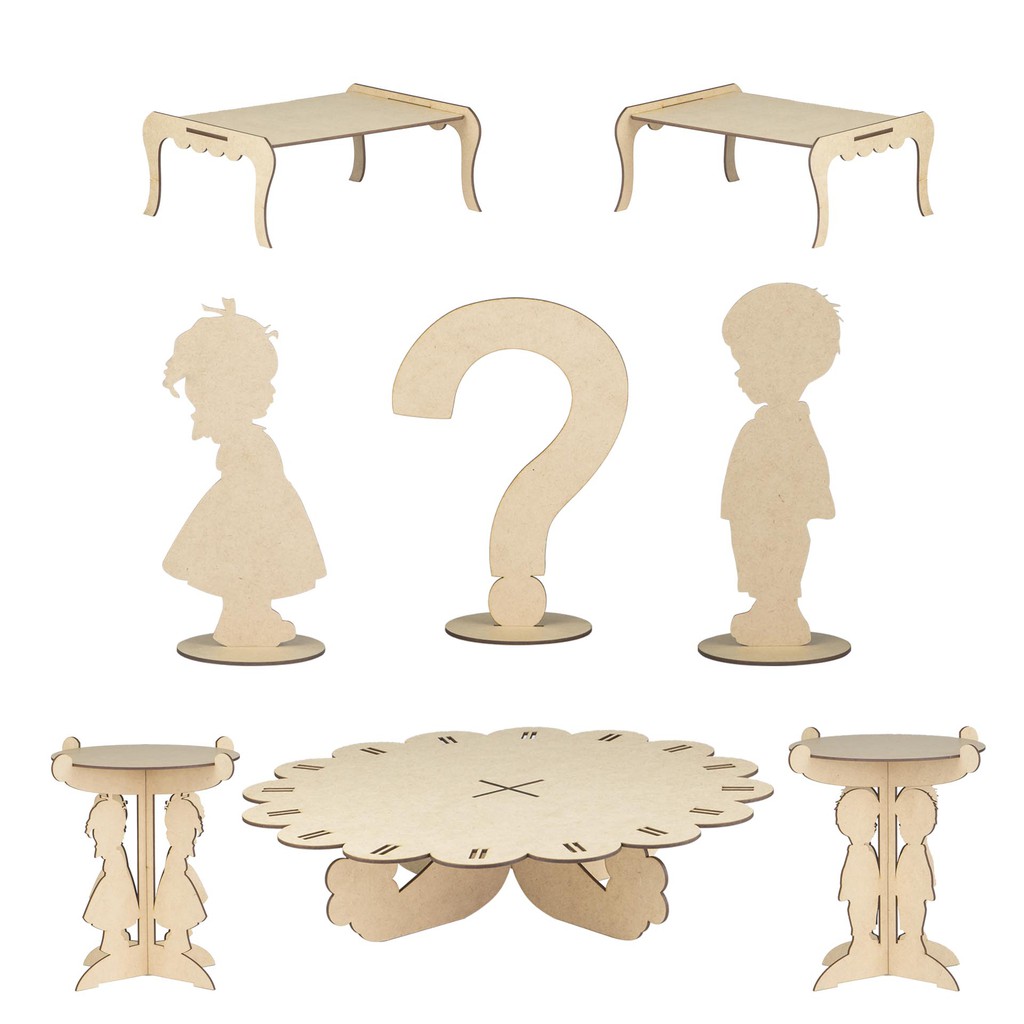 Kit Festa Provençal para chá revelação- Porta Bolo silhueta menino ou menina mesinhas decorativas Mdf