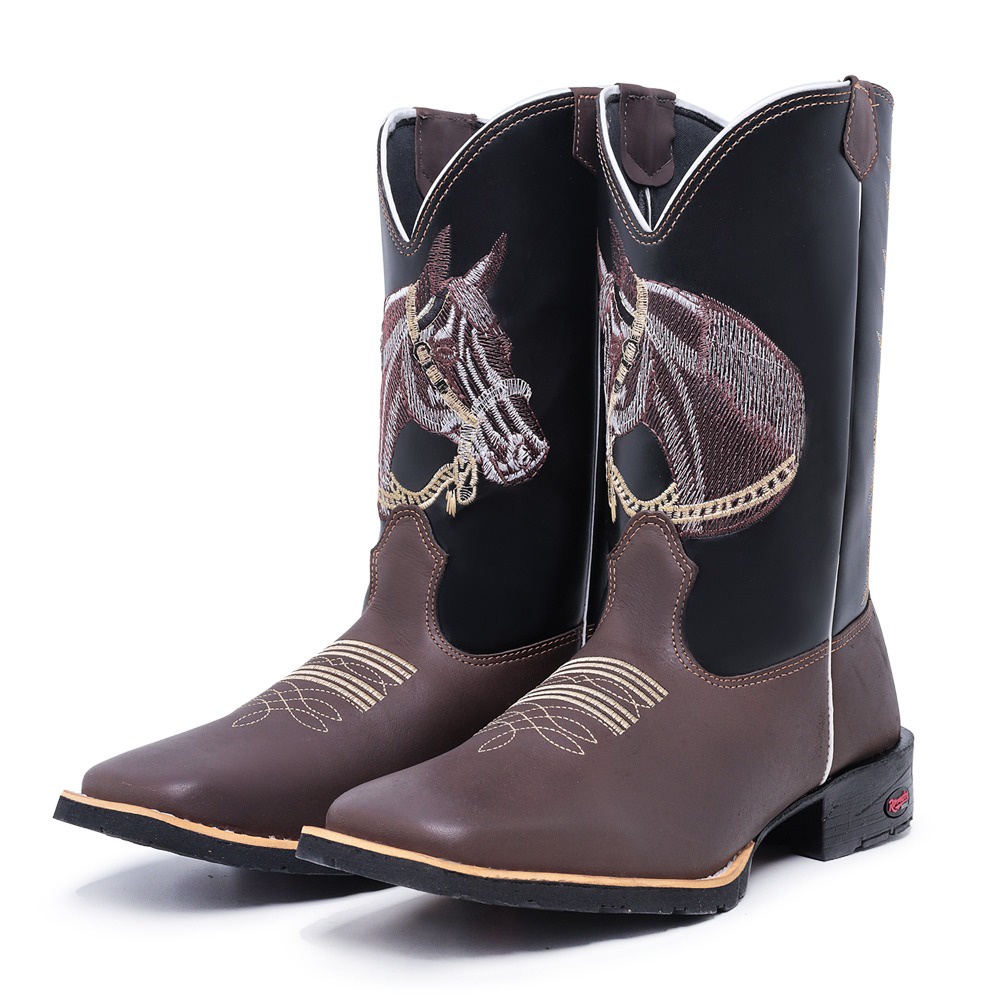 Bota Texana Masculina  Botina Bico Quadrado Confortavel Promoçao Ramon Botas