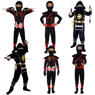 Halloween Crianças Ninja Fantasia Japonesa Roupas Noturnas Linha cosplay