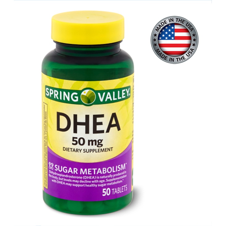 Dhea Spring Valley® DHEA 50mg Sugar Metabolism 50Tablets EUA Shopee