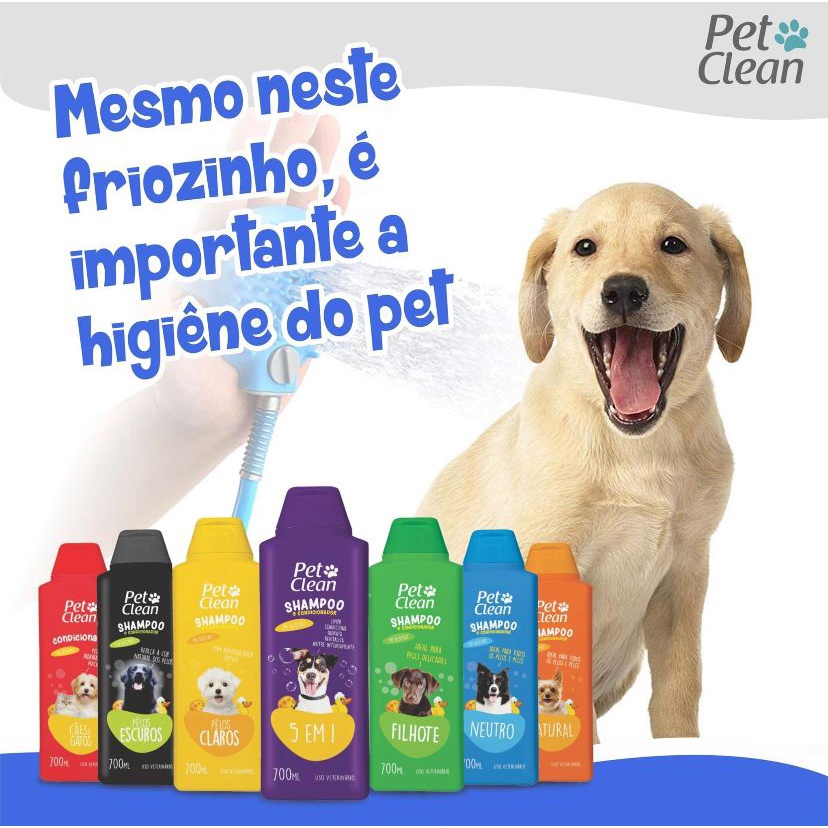 Shampoo e Condicionador para Cães Cachorro e Gatos Pet Clean 700 ml