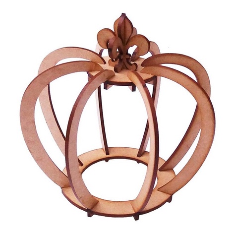 Kit 6 Coroa 3D 15 cm Mdf decoração festa Provençal Principe Princesa enfeite centro mesa artesanato
