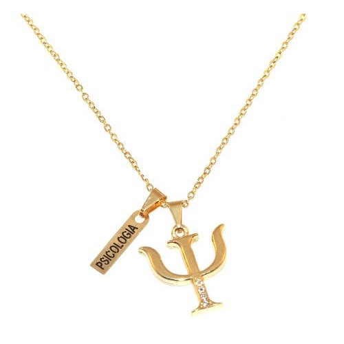 Colar Pingente Psicologia Com Placa Folheado A Ouro 18k