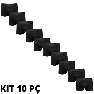 Kit 10 Cuecas Boxer Pretas Black Box Modelo Conforto Algodao Premium Qualidade
