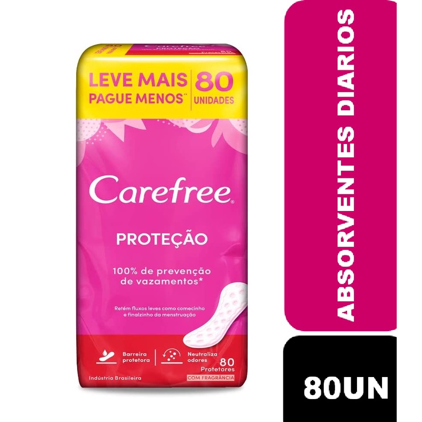 Protetor Diário Carefree Proteção com Perfume 80 Unidades em Oferta na Shopee