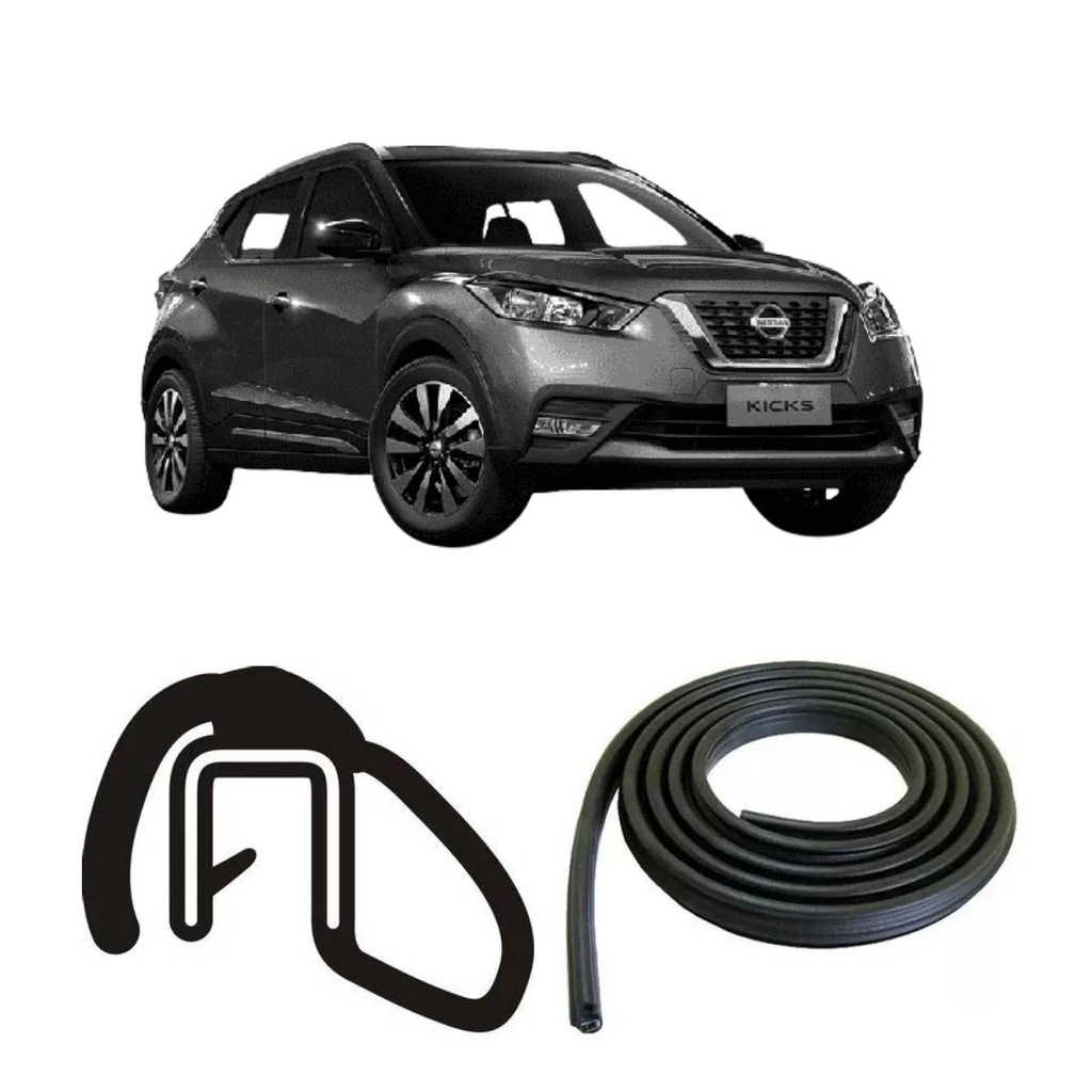 BORRACHA DE PORTA TRASEIRA PRETA ESTRIADA NISSAN KICKS em Oferta na Shopee