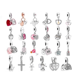 Prata Esterlina S925 Charme DIY Acessórios Pulseira Estrelada Cruz Pingente De Floco De Neve Chupeta Urso Frisado Contas Loose