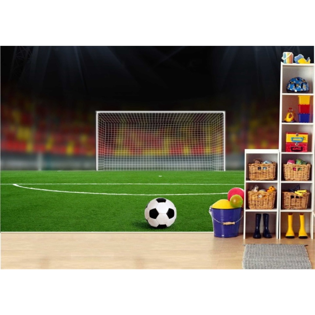 Adesivo Painel Futebol Infantil Time Quarto Papel De Parede Menino Jogo Futebol Bola Campo M02
