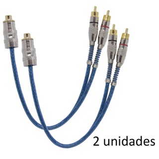 Kit Com 2 Cabos Y 1 Fêmea 2 Machos Blindado Para Módulo Som Prime Plug de Metal 5mm em Oferta na Shopee