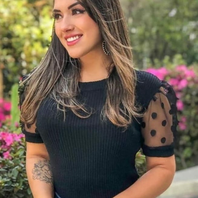 Blusa feminina  manga princesa tule poa Málha  canelada lançamento moda blogueira