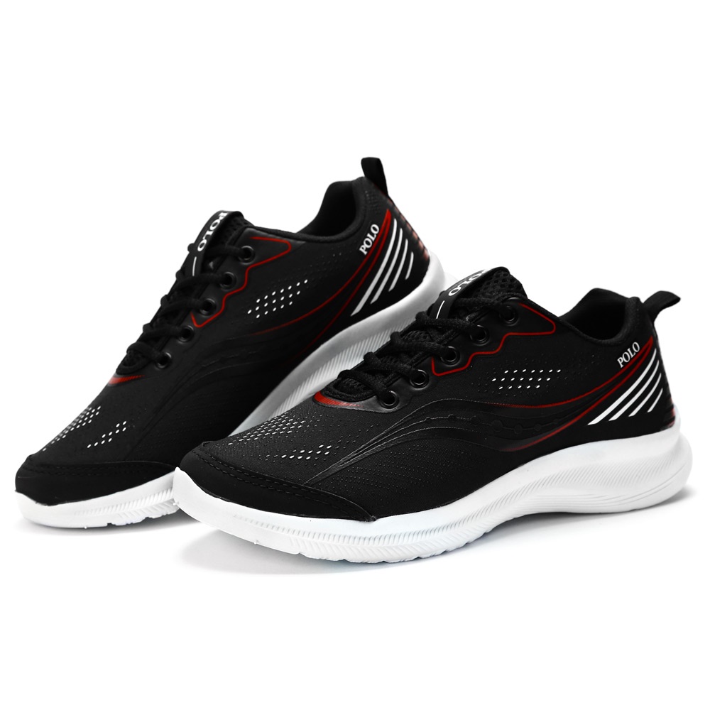 Tenis Polo Running Masculino Preto/Vermelho Promoçao Tenis Masculino Preto Para Caminhada