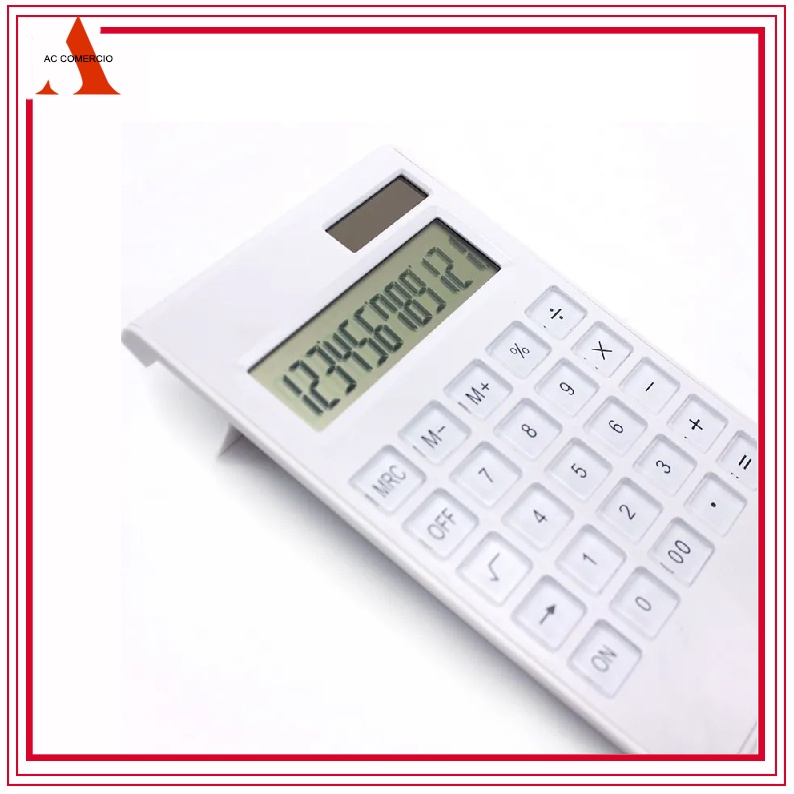 Calculadora de mesa ultrafina com 12 dígitos, visor solar e bateria com botões de cristal controles básicos