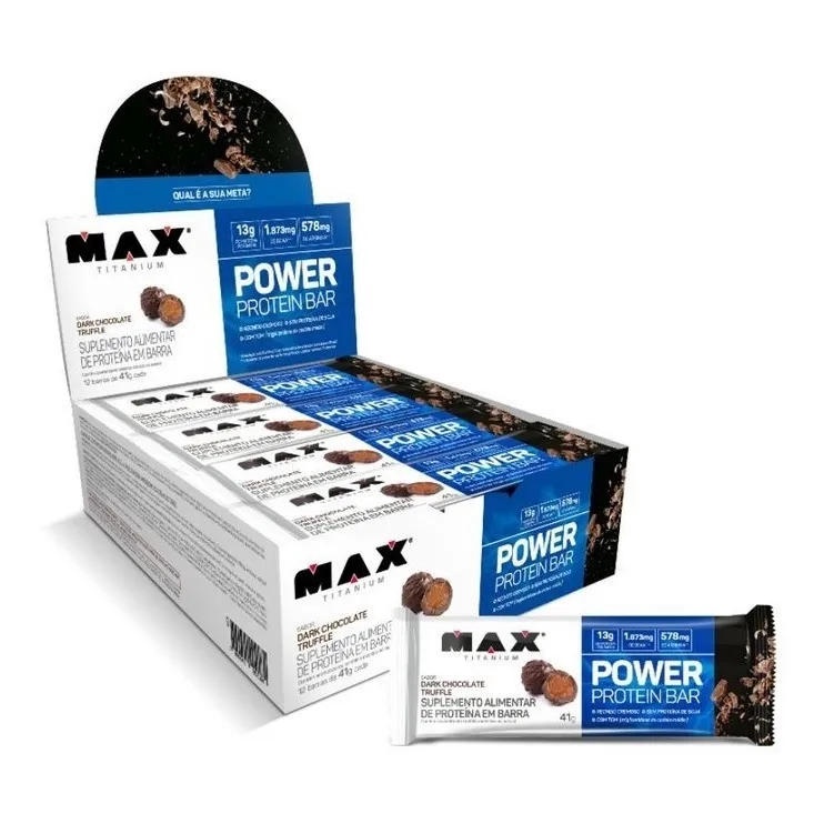 Power Protein Bar 41G - Max Titanium caixa com 12 unidades