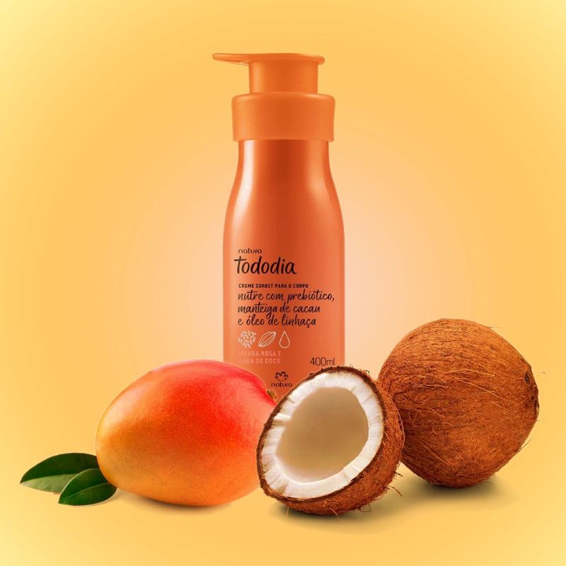hidratante tododia  Creme Sorbet Desodorante Nutritivo Para o Corpo Tododia Manga Rosa e Água De Coco - 400 ml