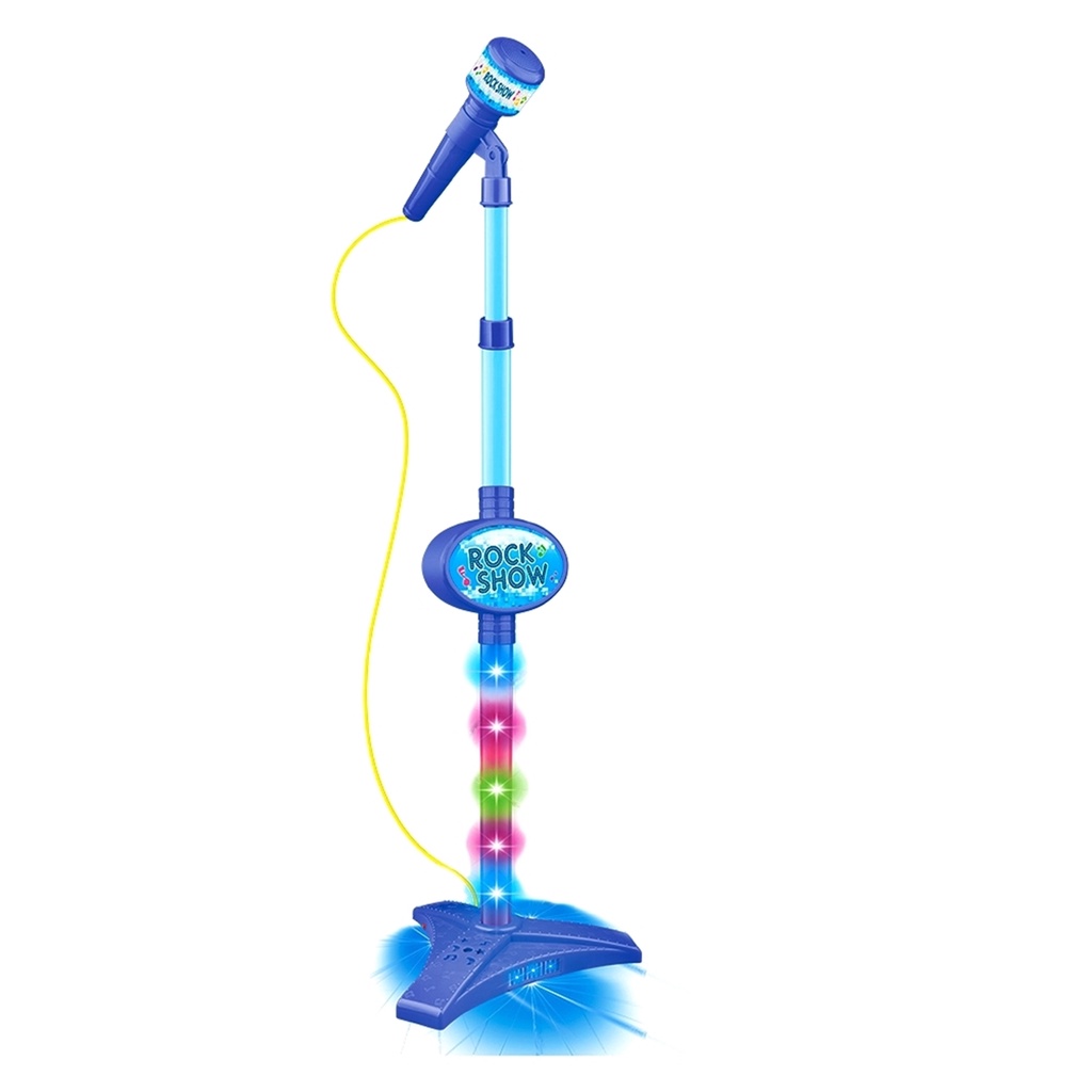 Microfone Infantil Azul C/ Som Luz E Entrada Mp3 Rock Show - Dm Toys