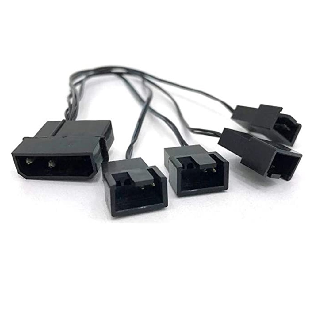 Cabo Molex Adaptador para 4 Cooler Fan 3 e 4 Pinos Ventoinha