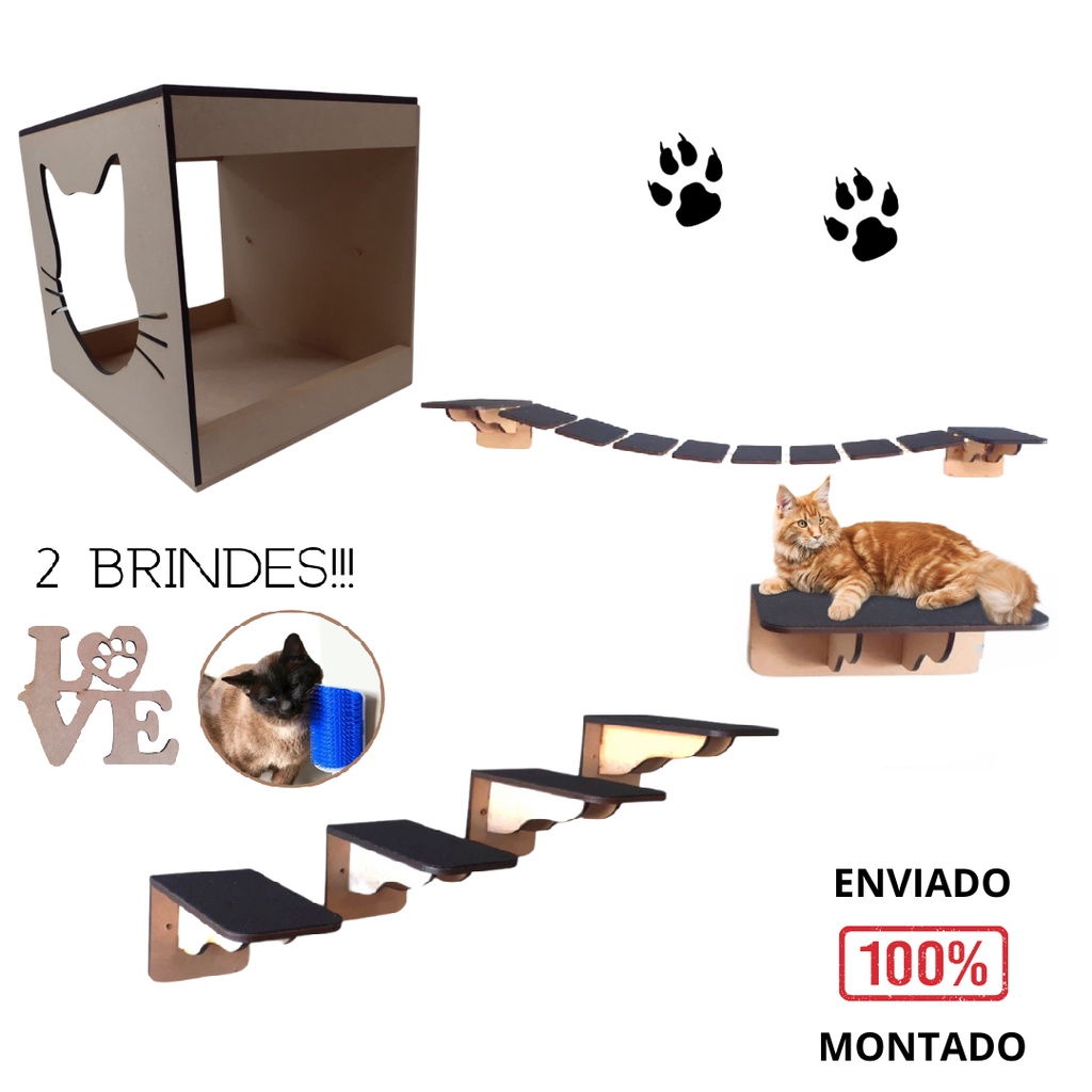 Playground Gato Pe As Montado E Resistente Mdf Kit Play Para Gatos Corre Que Ta Baratinho